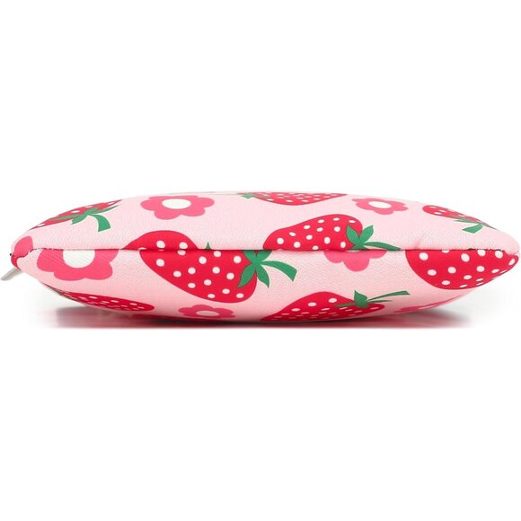 Women's Crossbody Purse Strawberry Print Zipper Pocket Adjustable Strap - Picture 9 of 9